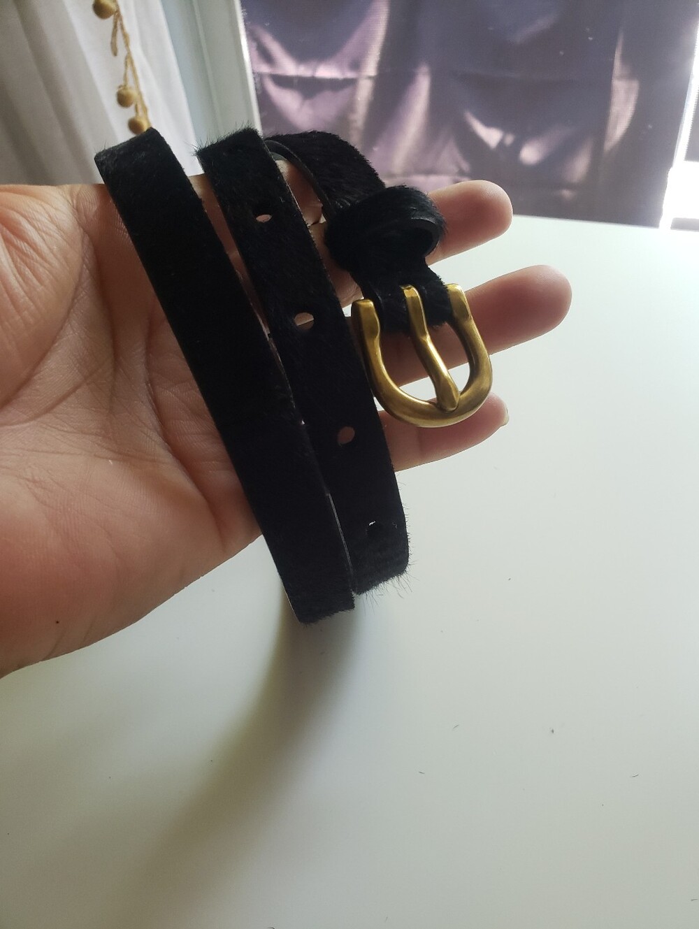 Fossil Black Cowhide Leather Belt with Brass Buckle